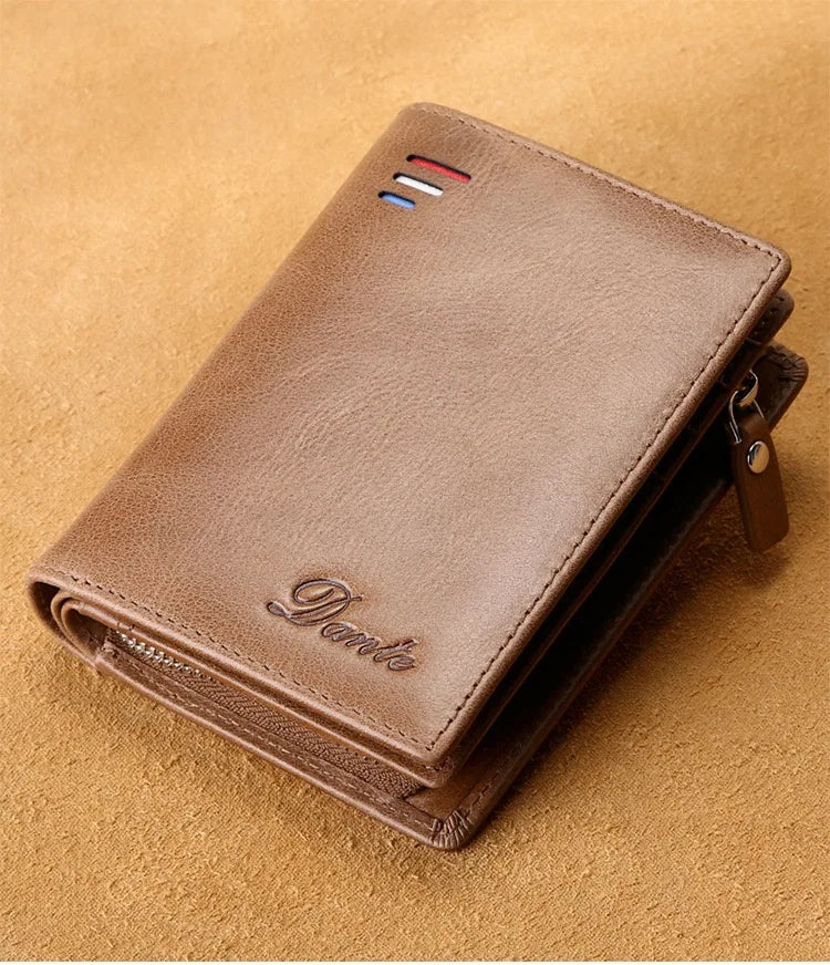 High Quality Men Wallet 2025 New Style Fashion Large Capacity Retro Card Bag Zipper Purses Pocket Short Men's Leather Wallet