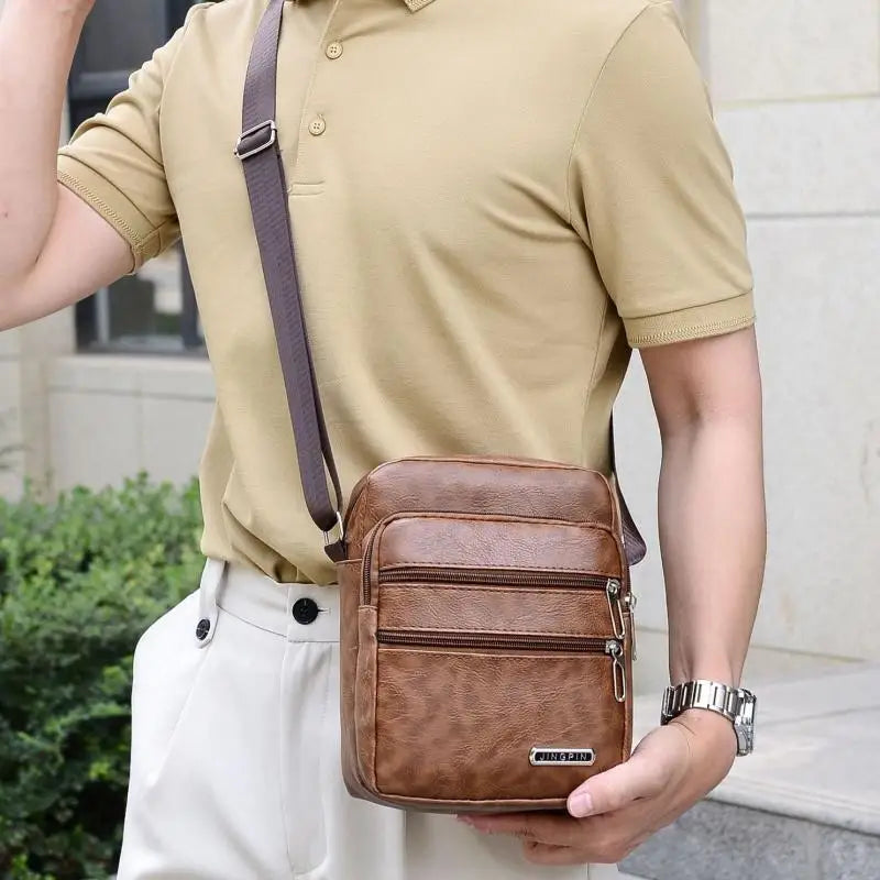 Men's PU Leather Crossbody Shoulder Bags High quality Tote Fashion Business Man Messenger Bag  Leather Bags fanny pack