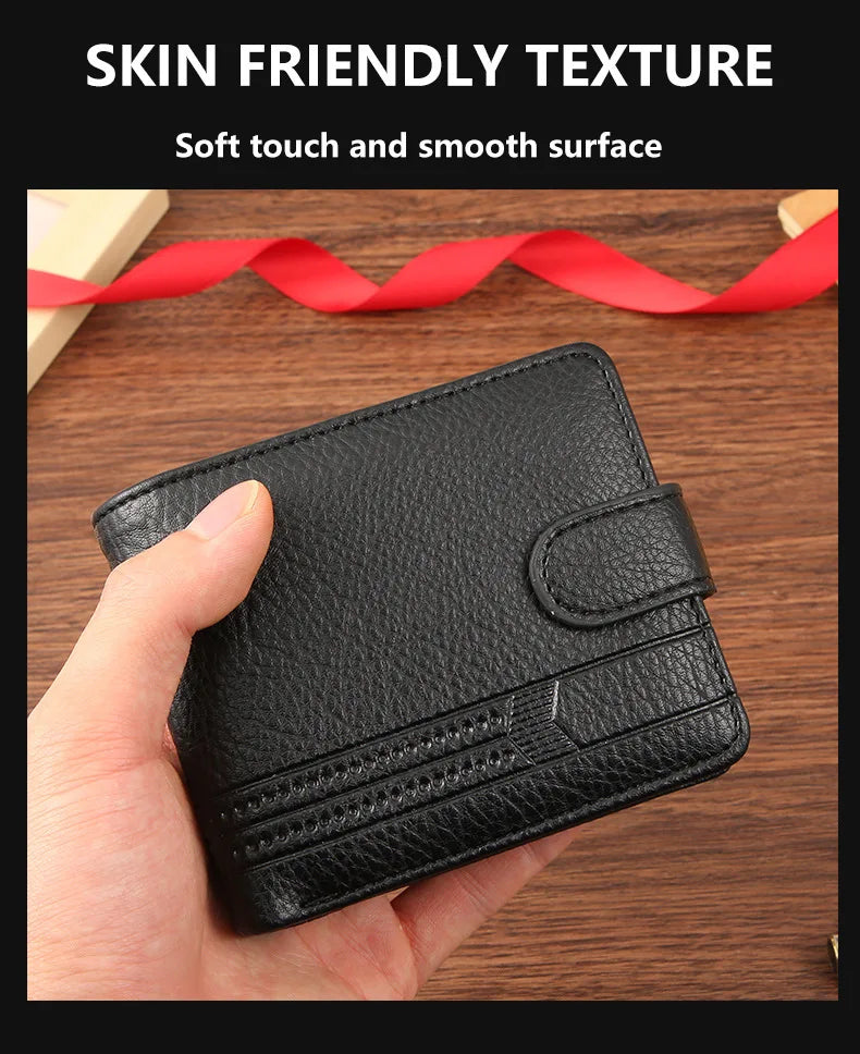 Men's wallet PU leather short zipper buckle wallet new wallet change bag