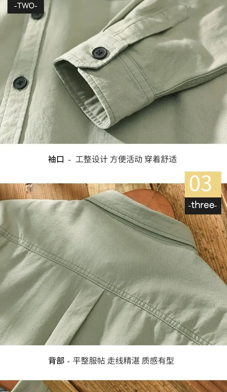 Brand Long-sleeved Shirts for Men in Spring and Autumn Hong Kong Style Casual Jackets Light and Mature Style Loose and Versatile