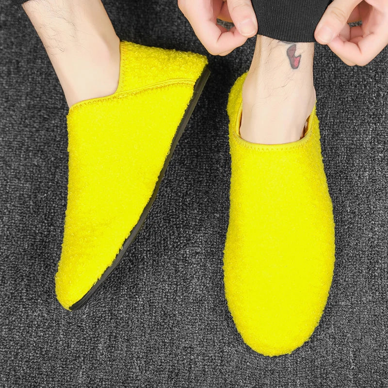 Men Winter Slippers Women Warm Shoes Soft Plush Flats Casual Shoes Male Loafers Lightweight Home Walking Couples Shoes Footwear