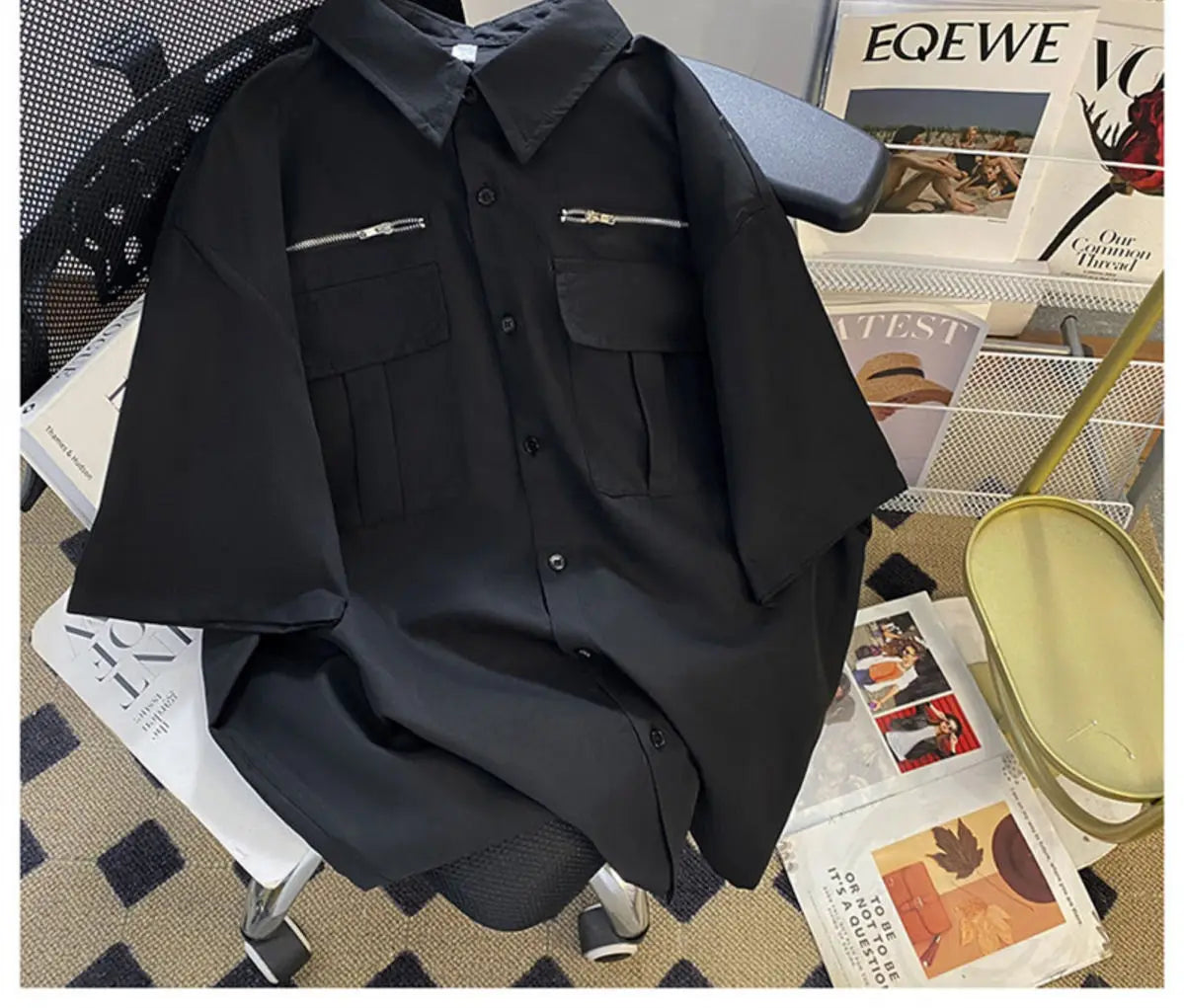 Working Short-sleeved Shirt Men's Summer High Street Niche High-end Design American Handsome Loose Casual Jacket