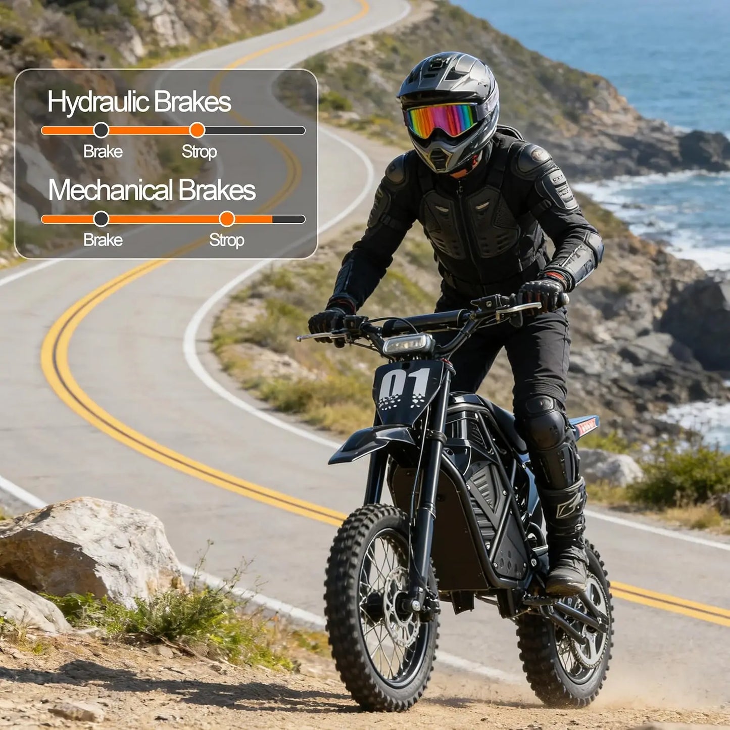 Electric Dirt Bike for Teens & Adults, 3500W 3 Speed Modes (Max 37.5MPH) 48V 23AH, 14"/12" Tire Off-Road EBike,, Customized