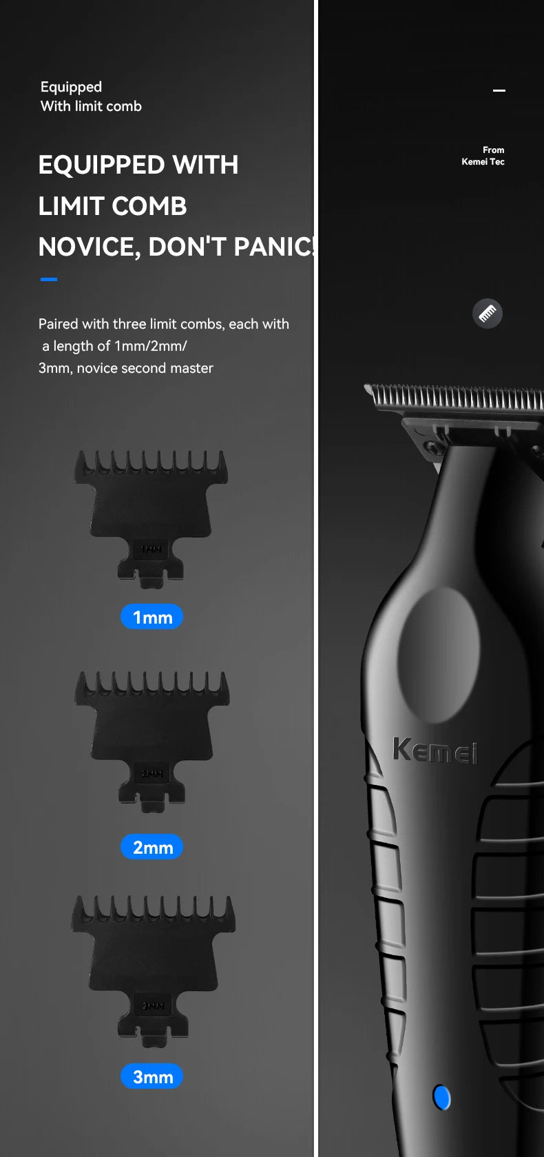 Kemei 2299 Electric Hair Clippers Man Professional Cordless Hair Trimmer Beard Shaper Tools Rechargeable Haircut Machine Carving
