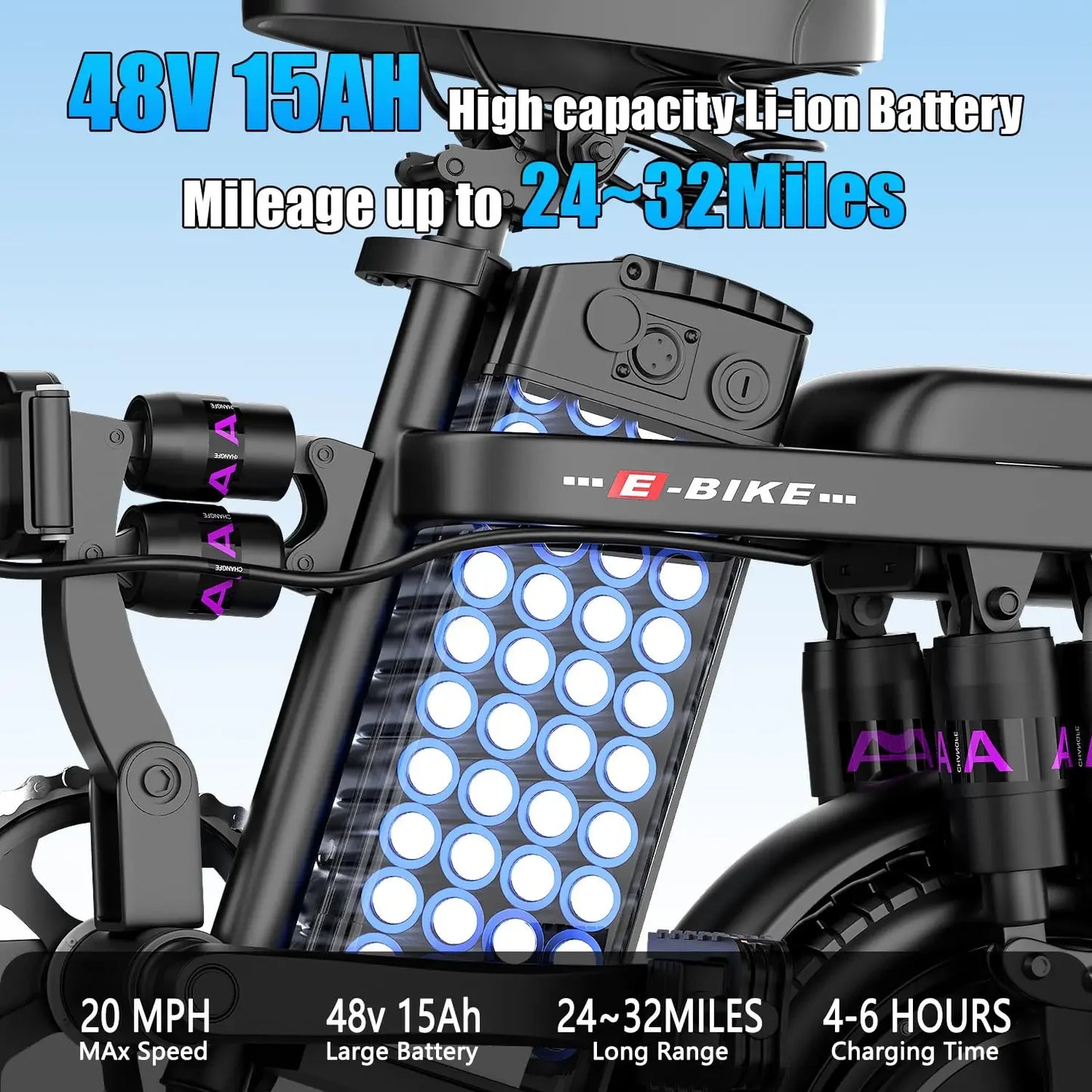 500W Folding Electric Bike, 48V 10/13/15AH Large Removable Battery E-Bike, 22+MPH, 35 Miles Max Range, 14" Fat Tire, Customized