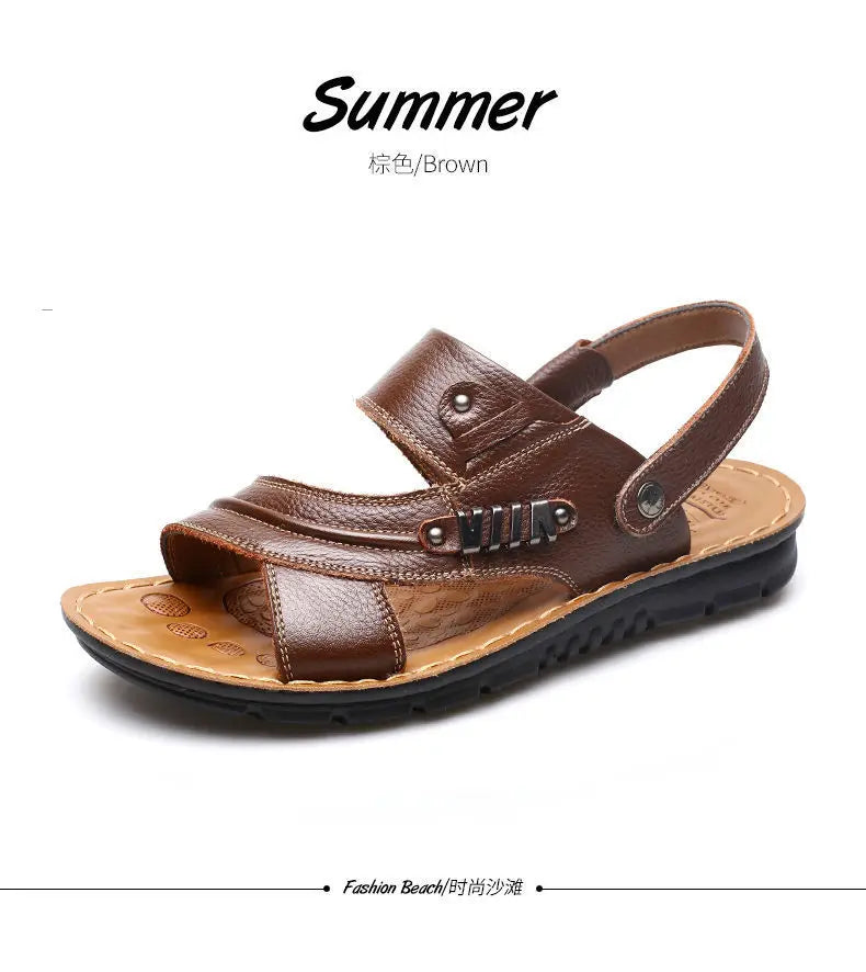 Men's Sandals Fashion Casual Leather Sandals Outdoor Non Slip Trekking Sandalias Summer New Beach Shoes for Man Designer Slipper