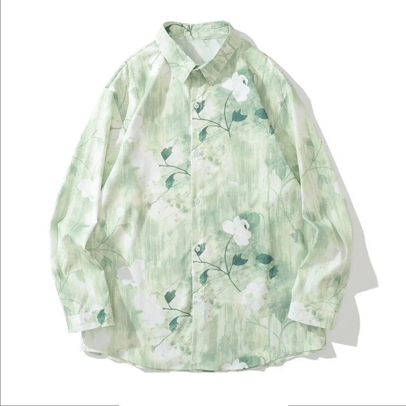 Men's shirts spring and summer long-sleeved 3D printing casual work business 2024 new shirts slim large size 6XL design sense