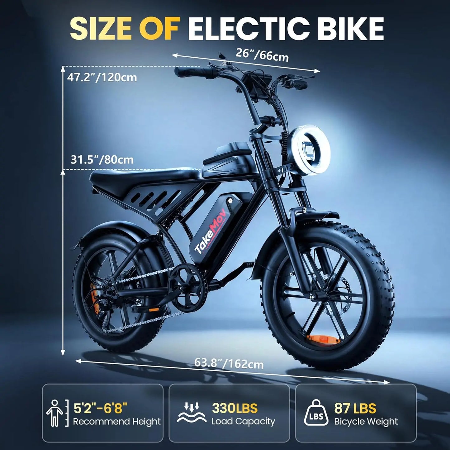 1500W 33MPH Electric Bike 60Miles NFC Password 48V15Ah UL2849 20" Fat Tire Full Suspension All-Terrain Custom