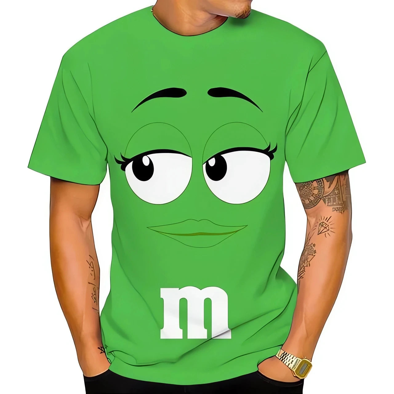 Summer innovative M&M chocolate bean children's 3D printed men's T-shirt,fun,casual,fashionable,100-6XL
