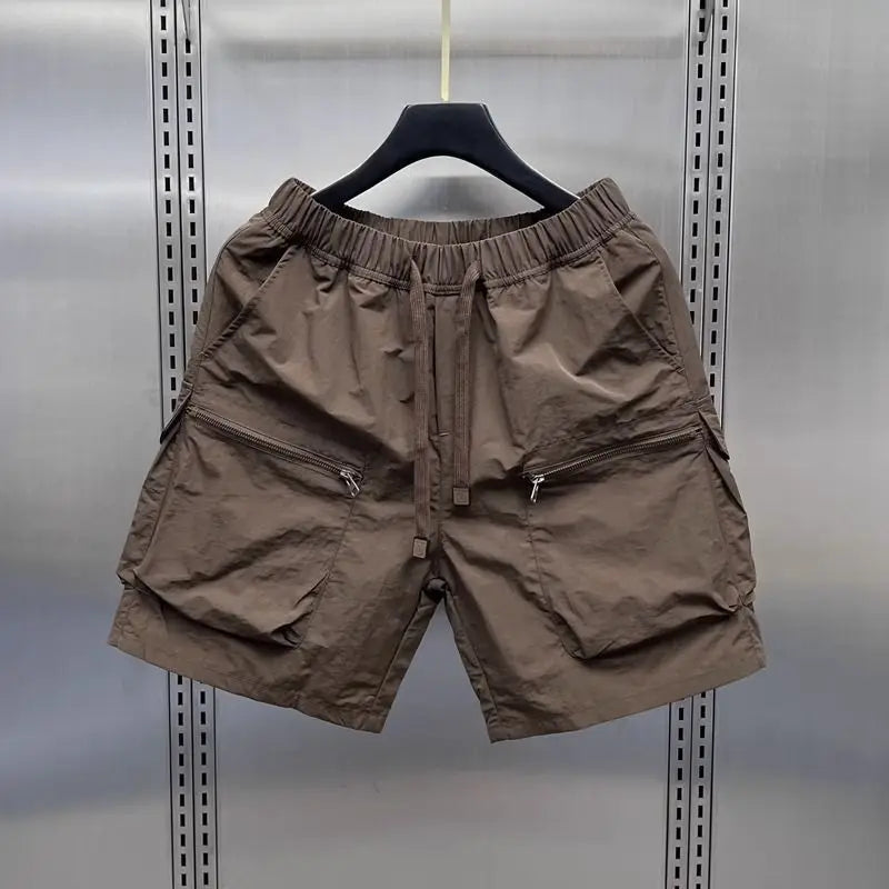 Casual Shorts Men Cargo Shorts Knee Length Pants Spliced Pockets Patchwork Loose Fit Drawstring Solid Sports Casual 2025
