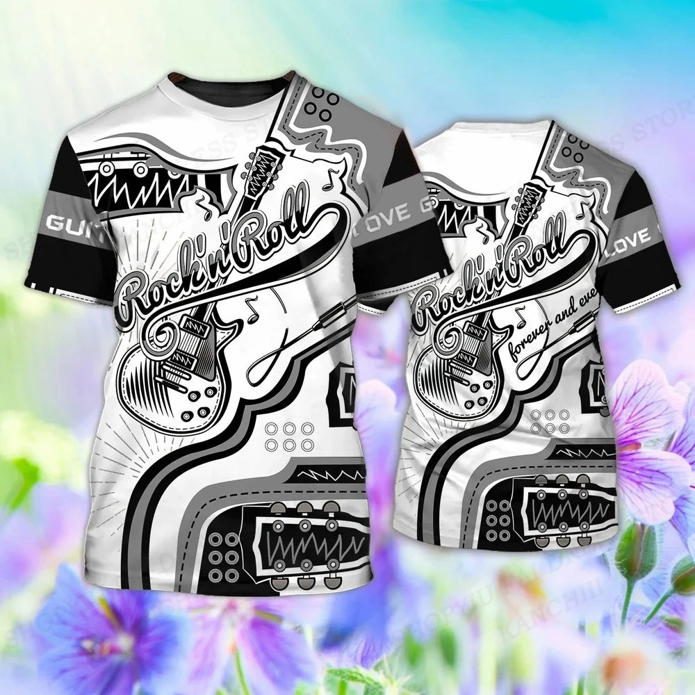 Music T shirts Guitar Graphic 3d Print Tshirt Men Women Fashion T-shirt Tops Kids Tshirt Boy Tees Men's Clothing Rock T-shirts