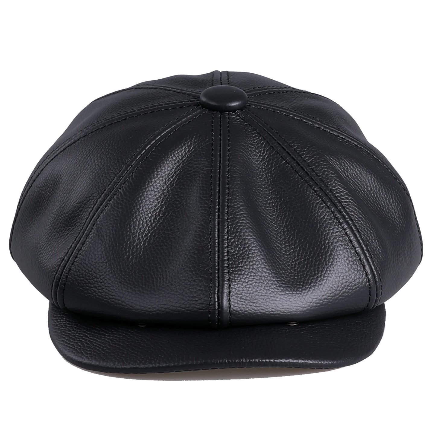 BOONJOVIA Men's Newsboy Flat Cap 100% Genuine Cowhide Leather Gatsby Ivy Golf Cabbie Driving Hat 8 Panels Classic Design