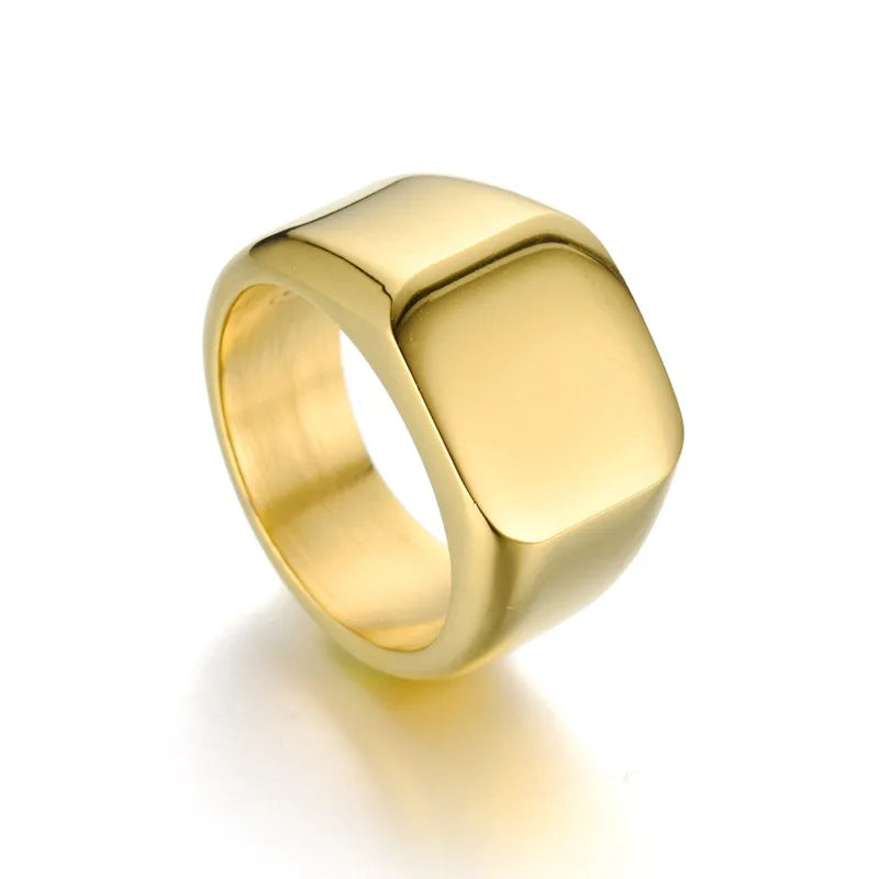 Maxmoon Men's Ring Punk Rock Smooth 316L Stainless Steel Signet Ring For Men Hip Hop Party Jewelry Wholesale Male Wedding Anel