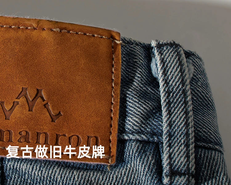 Shorts for denim men's tooling, cat's whiskers, straight pants, old retro pants, versatile multi-bag pants.