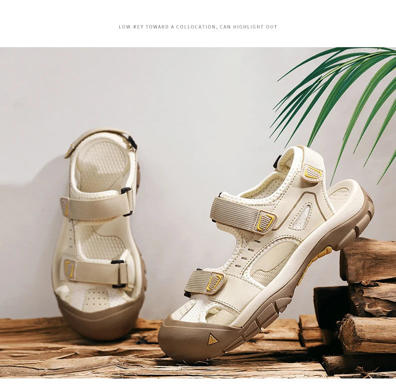 New Fashion Summer Casual Men's Shoes Beach Sandals Quality Closed Toe Sandals Soft Breathable Large Size Men Sandals Size 38-46