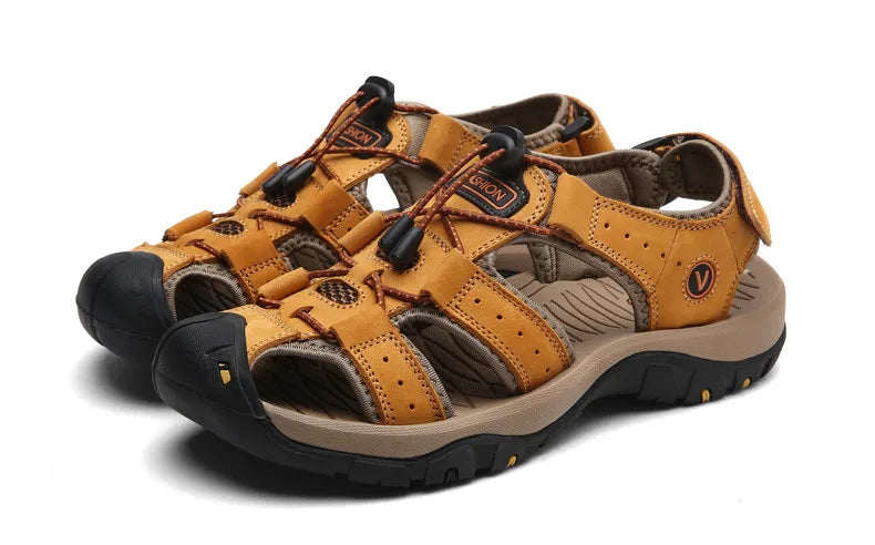 2025 Genuine Leather Men Shoes Summer New Large Size Men's Sandals Men Sandals Fashion Sandals Slippers Big Size 38-47