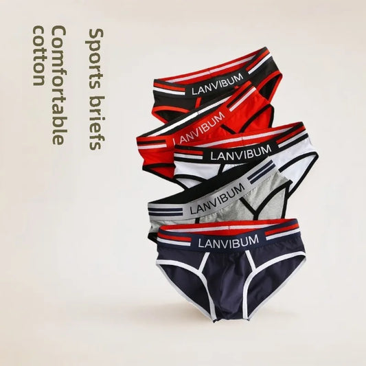 2-piece set - cotton men's underwear briefs breathable youth mid-waist large-size men's underwear underwear summer briefs