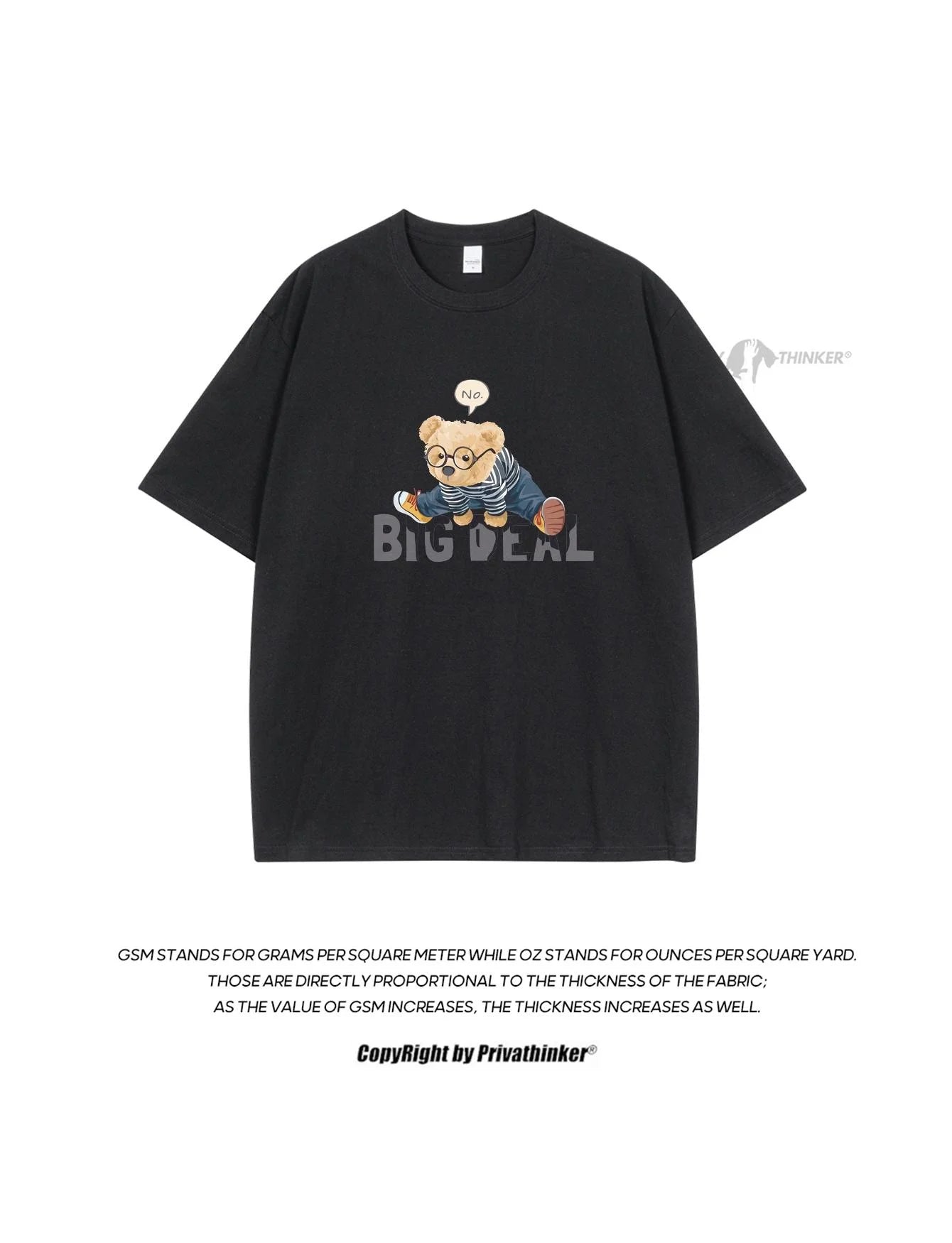 Designer Brand Men T-shirts Loose Summer Unisex Cute Bear Print Tees Fashion Kpop Male Tops High Quality Cotton Male Clothing