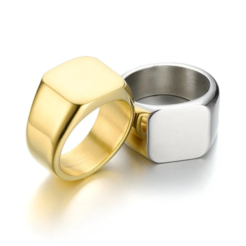 Maxmoon Men's Ring Punk Rock Smooth 316L Stainless Steel Signet Ring For Men Hip Hop Party Jewelry Wholesale Male Wedding Anel