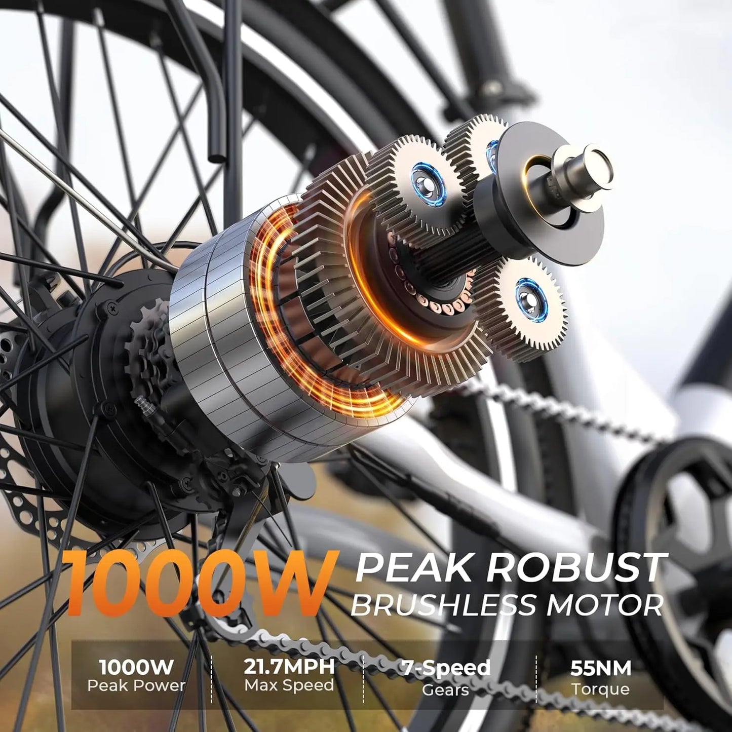 Electric Bike for Adults,26" Step-Thru EBike with 1000W Peak Motor,50 Miles 21.7MPH Adult Electric Bicycles with, Customized