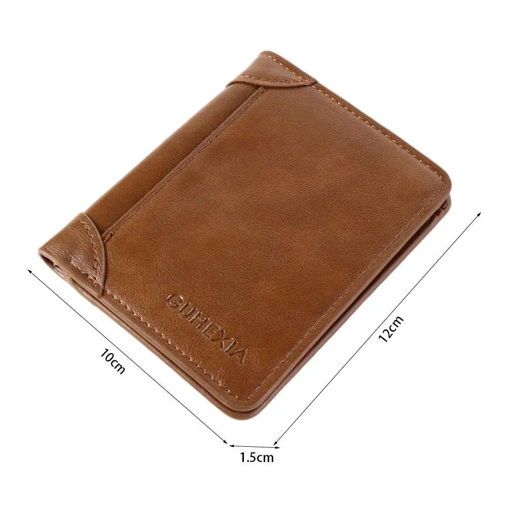 Leather 2 Fold Wallets Urban Recreational Style Soft Men's Short Wallet Multifunction Solid Color Male Leather Purse Shopping