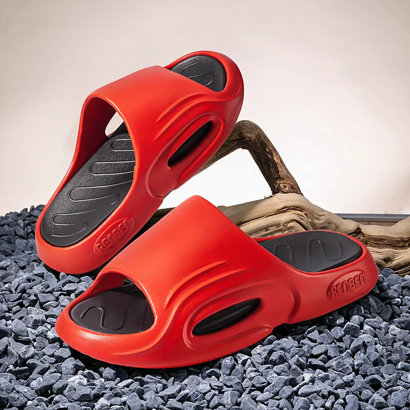 New Men Slippers Slides with a Sense High Aesthetic Value External Wear Anti Slip Thick Bottom, Beach Cool Slippers for Men