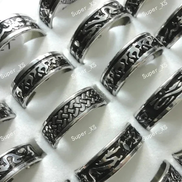 10Pcs/Lot Factory Wholesale Mixed Pattern Style Stainless Steel Ring For Men and Women Jewelry Rings Lot Never Fade