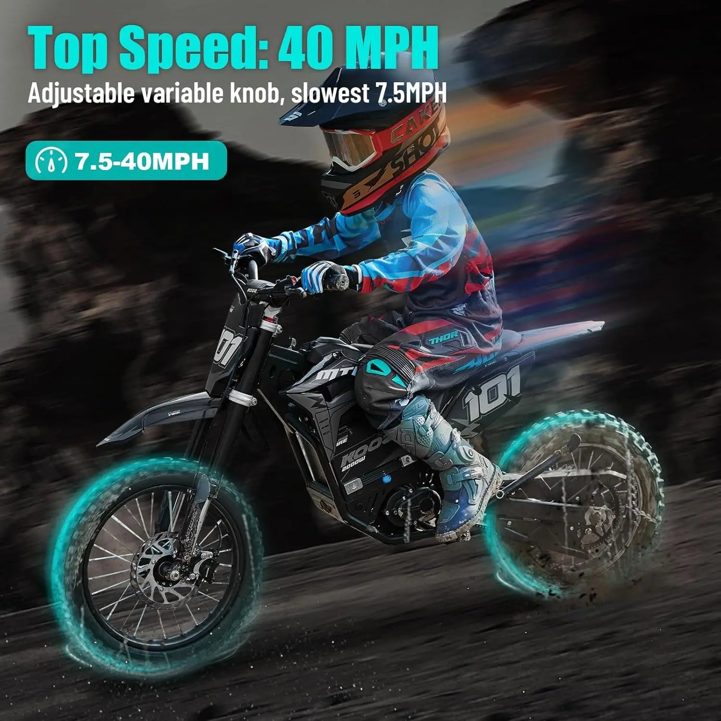 HP115E Electric Dirt Bike Ebike for Kids and Teens, 40 MPH 60V 2000W (Max 3000W) Offroad Motorcycle with 14"/12", Customized