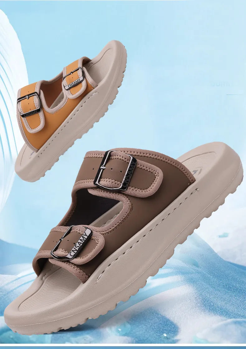 Men's Slippers 2025 Summer Breathable Outdoor Beach Sandals Non Slip Flip Flops New Flat Slippers High Quality Men's Shoes
