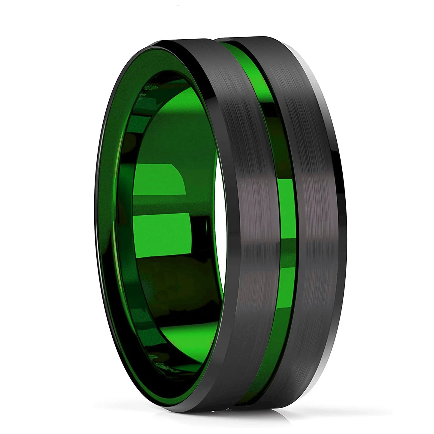 Simple 8mm Silver Color Stainless Steel Rings For Men Women Matte Finish Beveled Edge Men Wedding Rings Party Jewelry Gifts