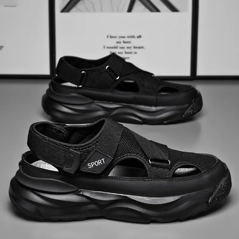 New Men Sandals Cave Casual Baotou Sports Shoes for Men Ankle Sandals Men's Water Proof Sandals for Male Beach Platform Shoes