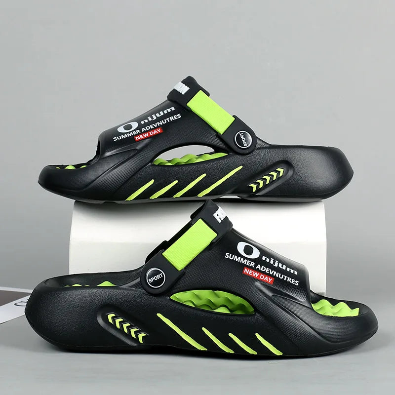 Pallene Summer Men's Slippers EVA Lightweight Slides Indoor Outdoor Sandals Leisure Beach Shoes Comfort Soft Sole Men's Slippers