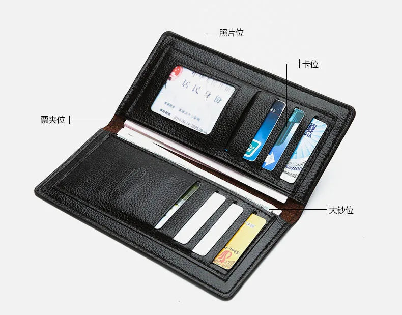 Mens Long Section Wallet Fashion Lightweight Soft PU Leather Mens Horizontal Multifunctional Wallet cartera mujer pURSE
