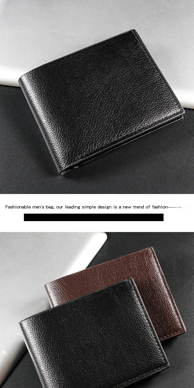 Men's Wallet Genuine Leather Men Wallets Premium Product Real Cowhide Wallets for Man Short Black Walet Portefeuille Homme