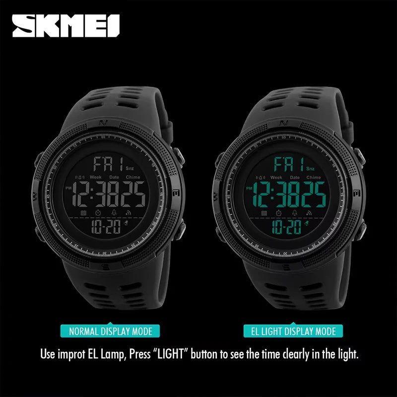 Men's Sports Watch - Waterproof Digital Wristwatch with Alarm, Shockproof - Outdoor Army Reloj Hombre