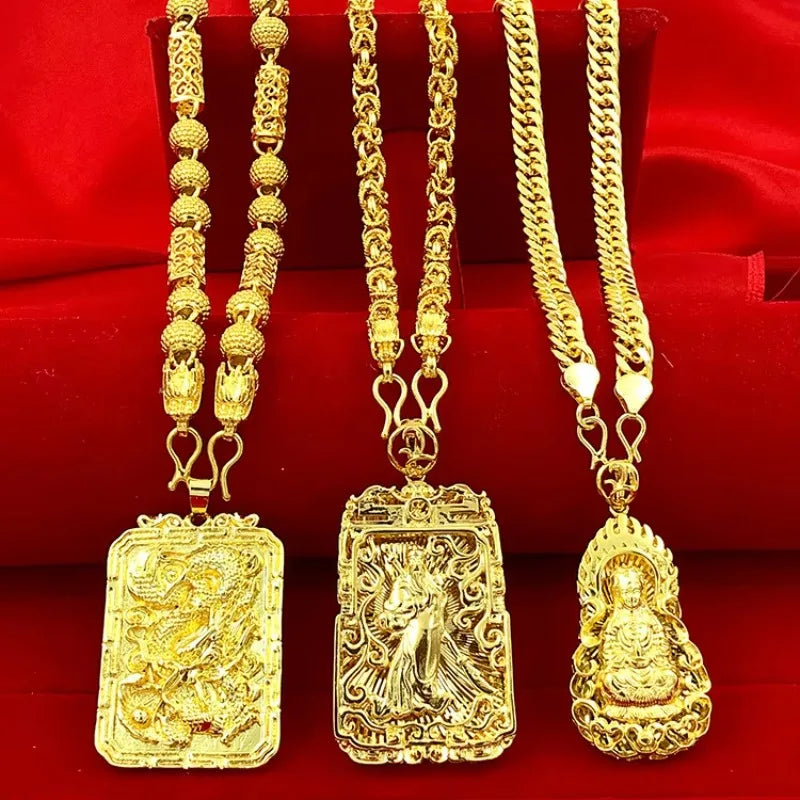 Goldpure 9999 24K real gold jewelry men's necklace Guanyin necklace Guanyin necklace pendant domineering luxurygift