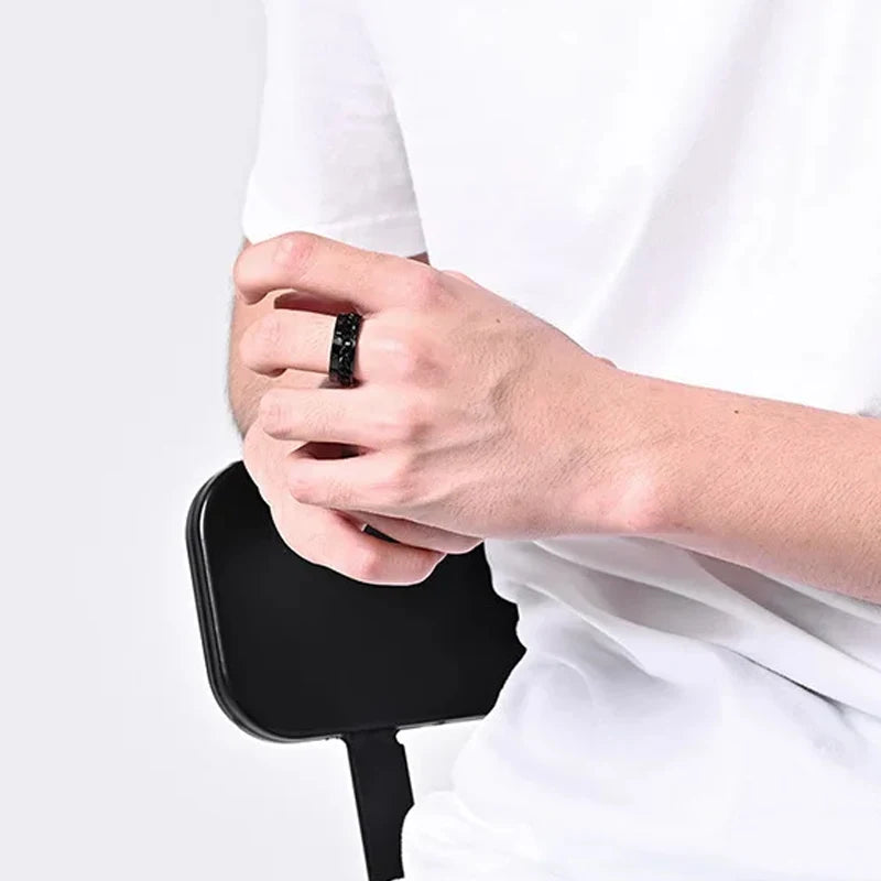 Stainless Steel Rotatable Chain Ring for Couples Jewelry Spinner Fidget Release Anxiety Ring Multifunctional Anillos De Ansiedad