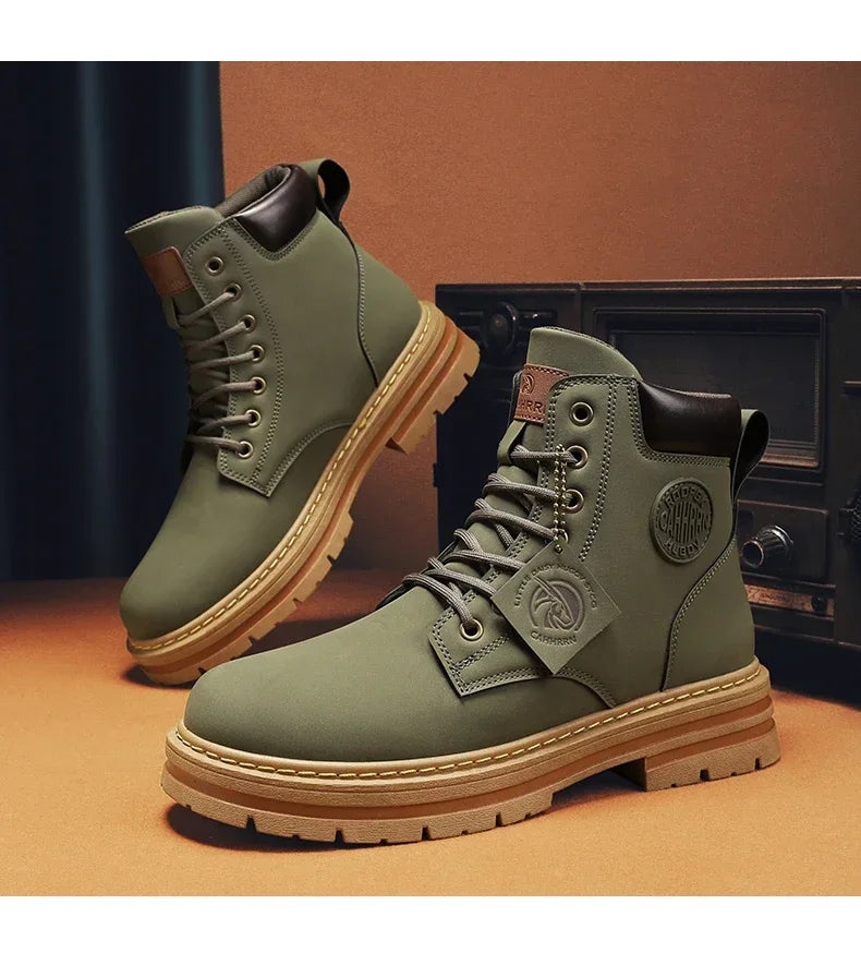 2024 New Men Boots Fashion Motorcycle Ankle Boots for Waterproof Hiking Boot Winter Chelsea Retro Boots Comfy