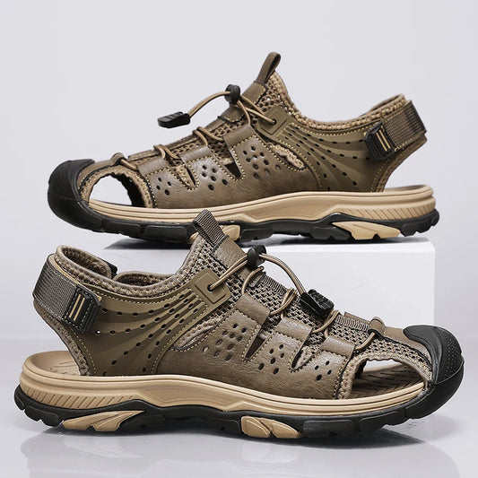 Men's Sport Sandals Handmade Genuine Leather Sandals for Men Summer Outdoor Anti-collision Comfortable Casual Beach Sandals