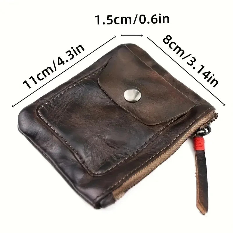 Cowhide Wallet Men's Leather Wallet Genuine Leather Men's Wallet Minimalist Wallet Credit Card Holder Earbuds Pouch