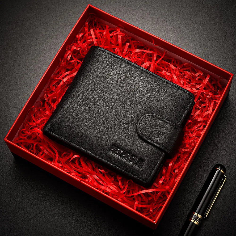 Genuine leather Men's Wallet Classic Style Short Multi-Card Wallet Coin Pocket Wallet High-End Minimalist wallet for Men