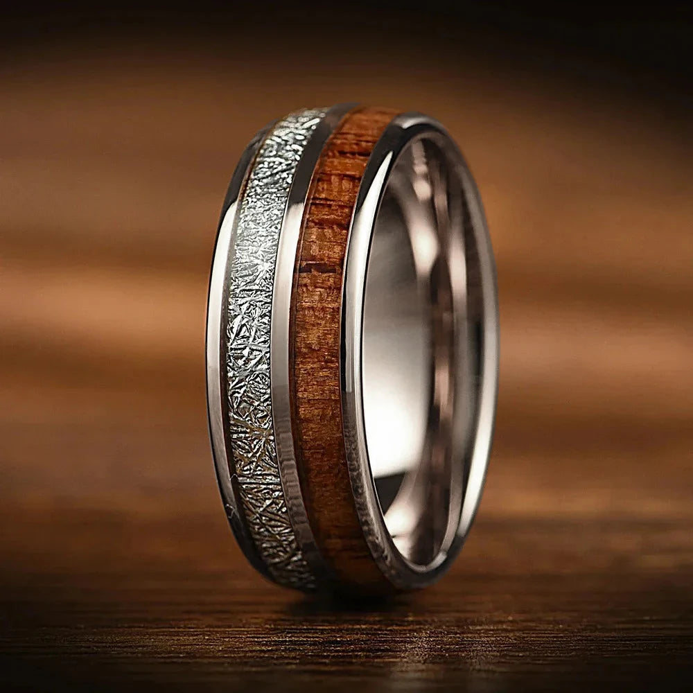 8mm Blue Turquoise Inlay Stainless Steel Ring for Men Vintage Wedding Band Engagement Jewelry Wedding Jewelry Drop Shipping