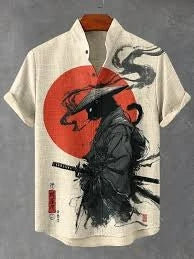 Japanese Style Samurai Cat 3d Print Hawaiian Shirt Men Women Fashion Short Sleeve single-breasted Casual Beach Shirts Men blouse