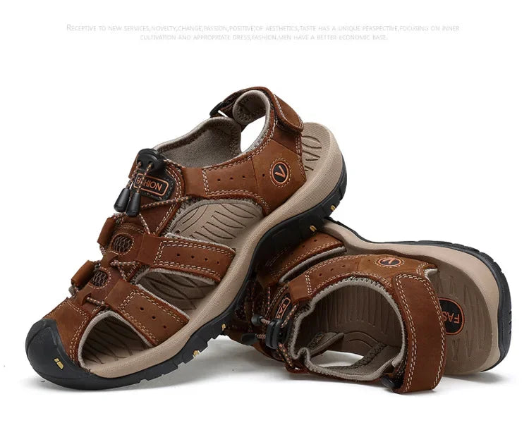 Sandals Summer New Men'sHollow Breathable Sandals Slippers Outdoor Baotou Beach Shoes Dad's Shoes Mens Shoes sandalias2024