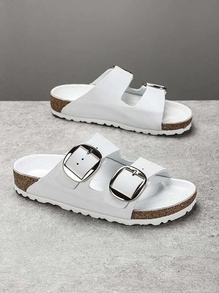 Couple's New Genuine Leather Slippers Summer Men's and Women's Water Beach Shoes Casual Sports Sandals Non slip Breathable Shoes