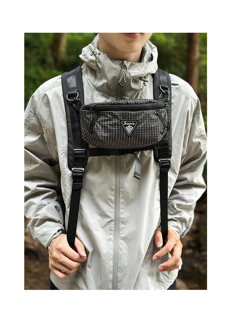 Outdoor hiking backpack - Large capacity, lightweight, expandable chest bag. Suitable for both men and women. Includes hiking eq