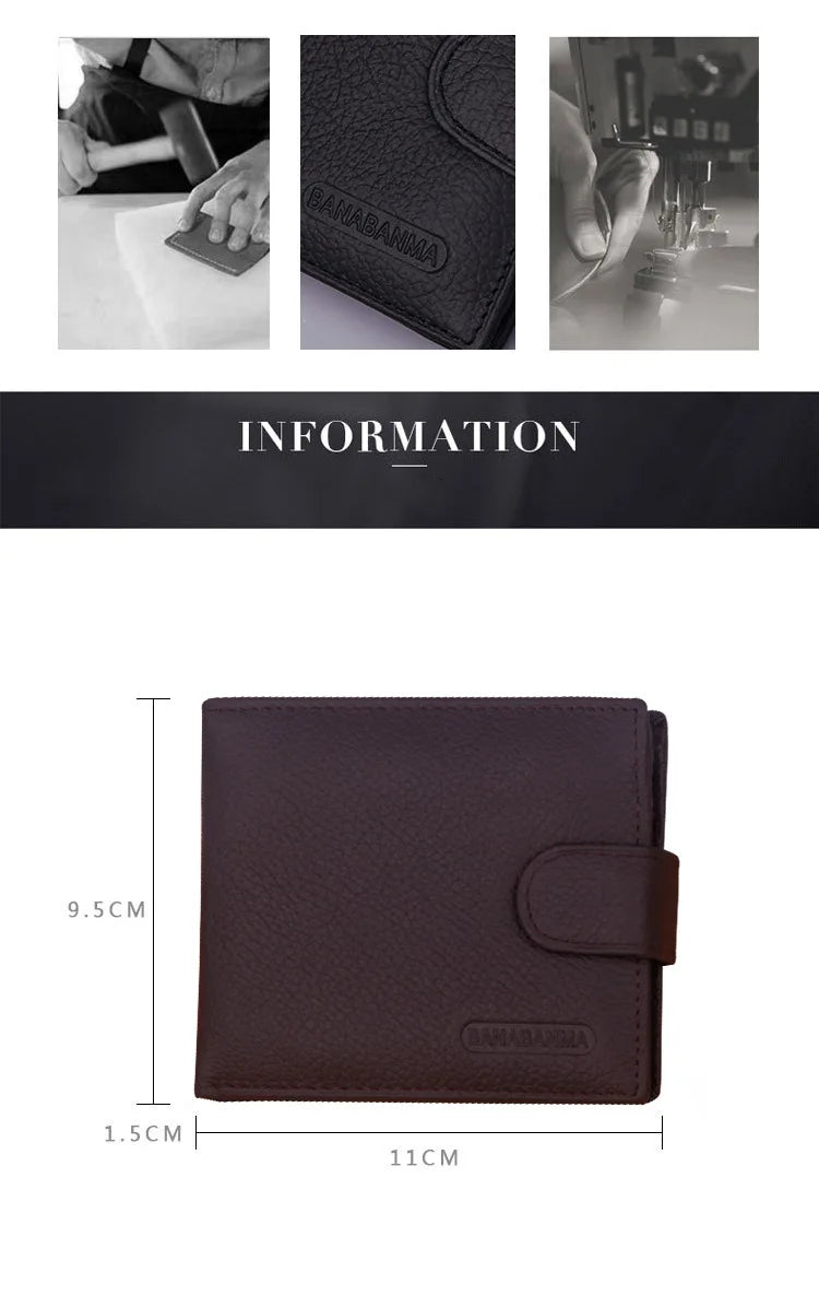 Genuine Leather Men Wallets Classic Free Engraving Name Zipper Purse Man Card Horder Famous Brand Quality Male Wallet For Boy