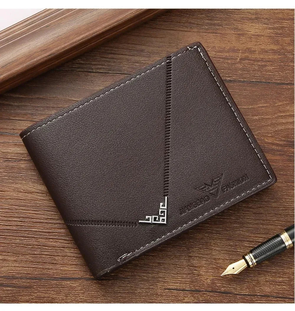 Men's Wallet Leather Short Multiple Holder Wallet Credit Card ID Card Holder Casual Business Double Fold Purses for Women Wallet