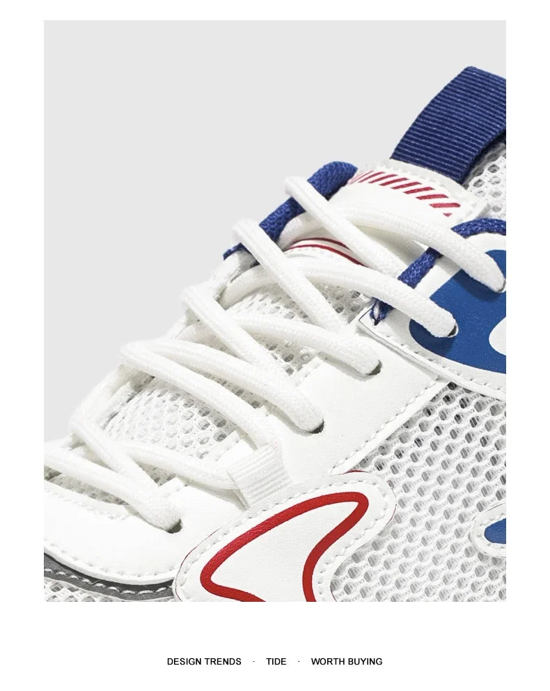 Men's Sneakers for Spring and Summer Are Breathable Fashionable Low-top Round-toe Lace-up and Color-blocked Sports Shoes