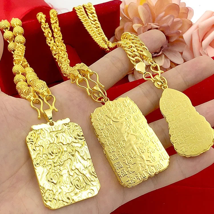 Goldpure 9999 24K real gold jewelry men's necklace Guanyin necklace Guanyin necklace pendant domineering luxurygift
